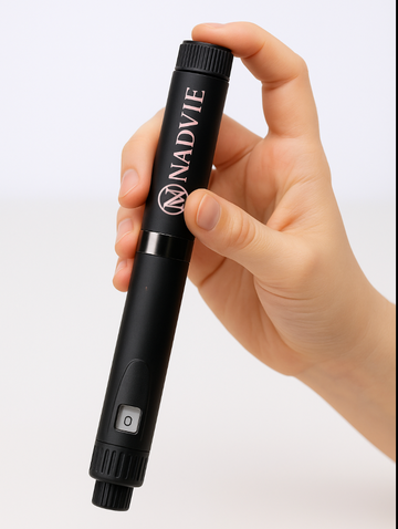 NAD plus pen applicator close-up precision wellness supplement delivery system