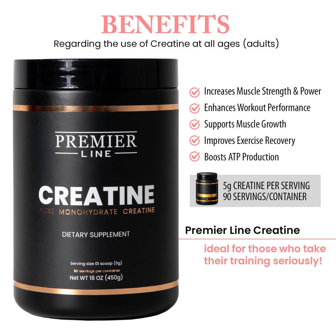 Pure creatine monohydrate powder supporting workout performance