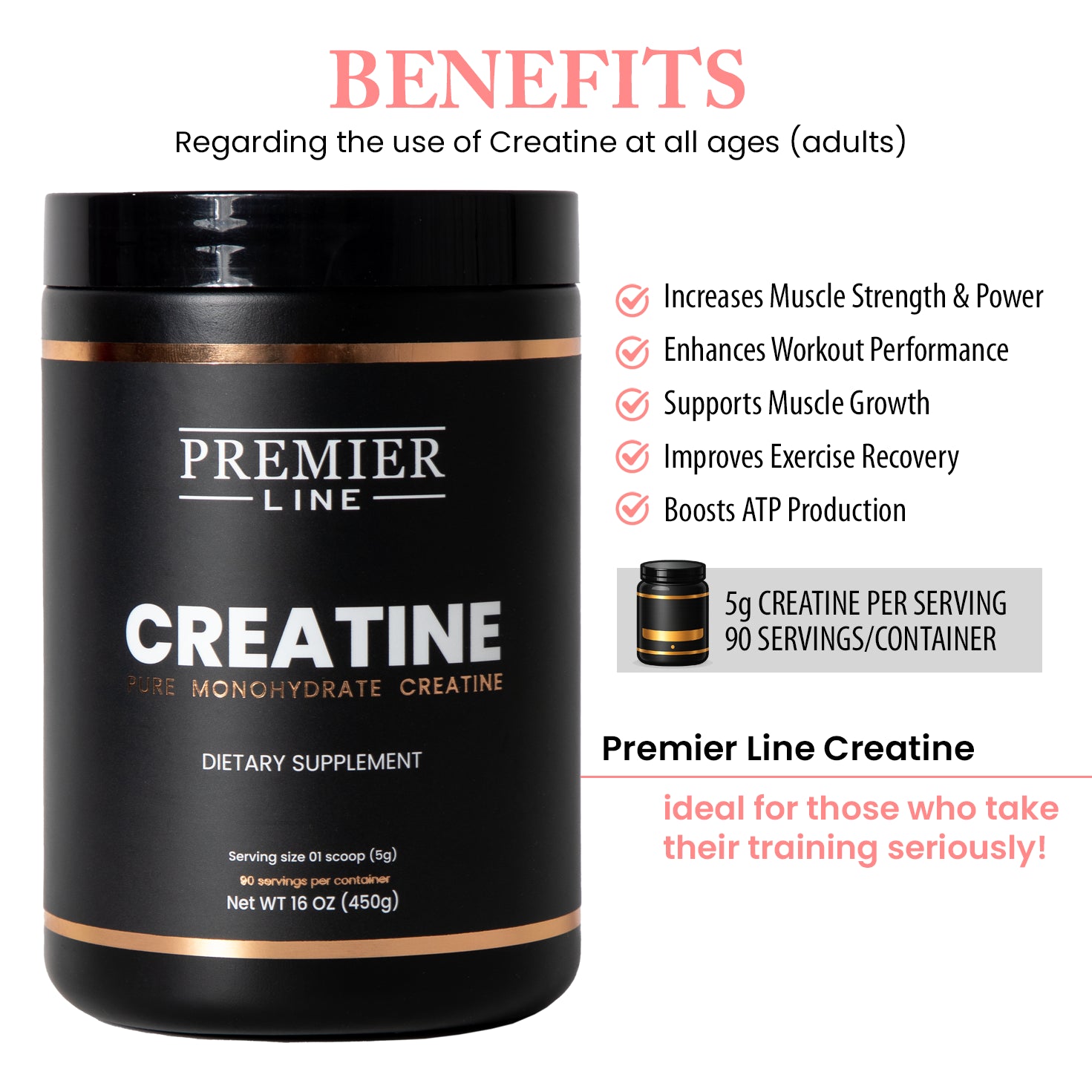 Pure creatine monohydrate powder supporting workout performance