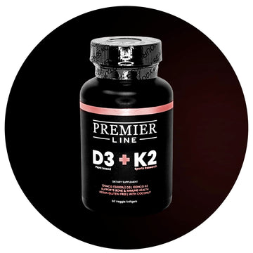 Vitamin D3 and K2 supplement by Premier Line in softgel capsules