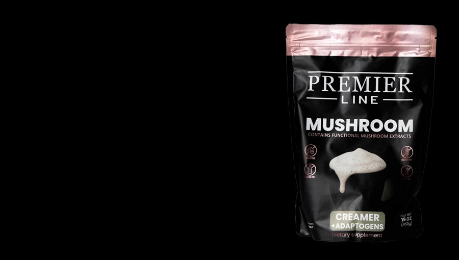Premier Line Mushroom Creamer adaptogenic coffee creamer for focus and daily mental performance support
