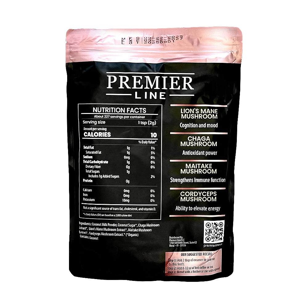 Mushroom coffee creamer with functional mushrooms for daily wellness