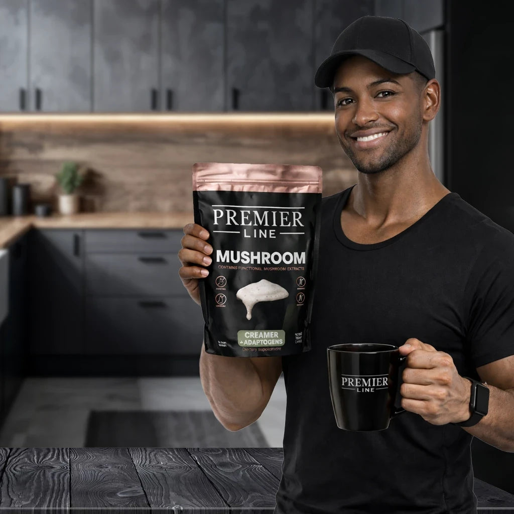 Healthy morning routine with mushroom coffee creamer for balanced energy and productivity