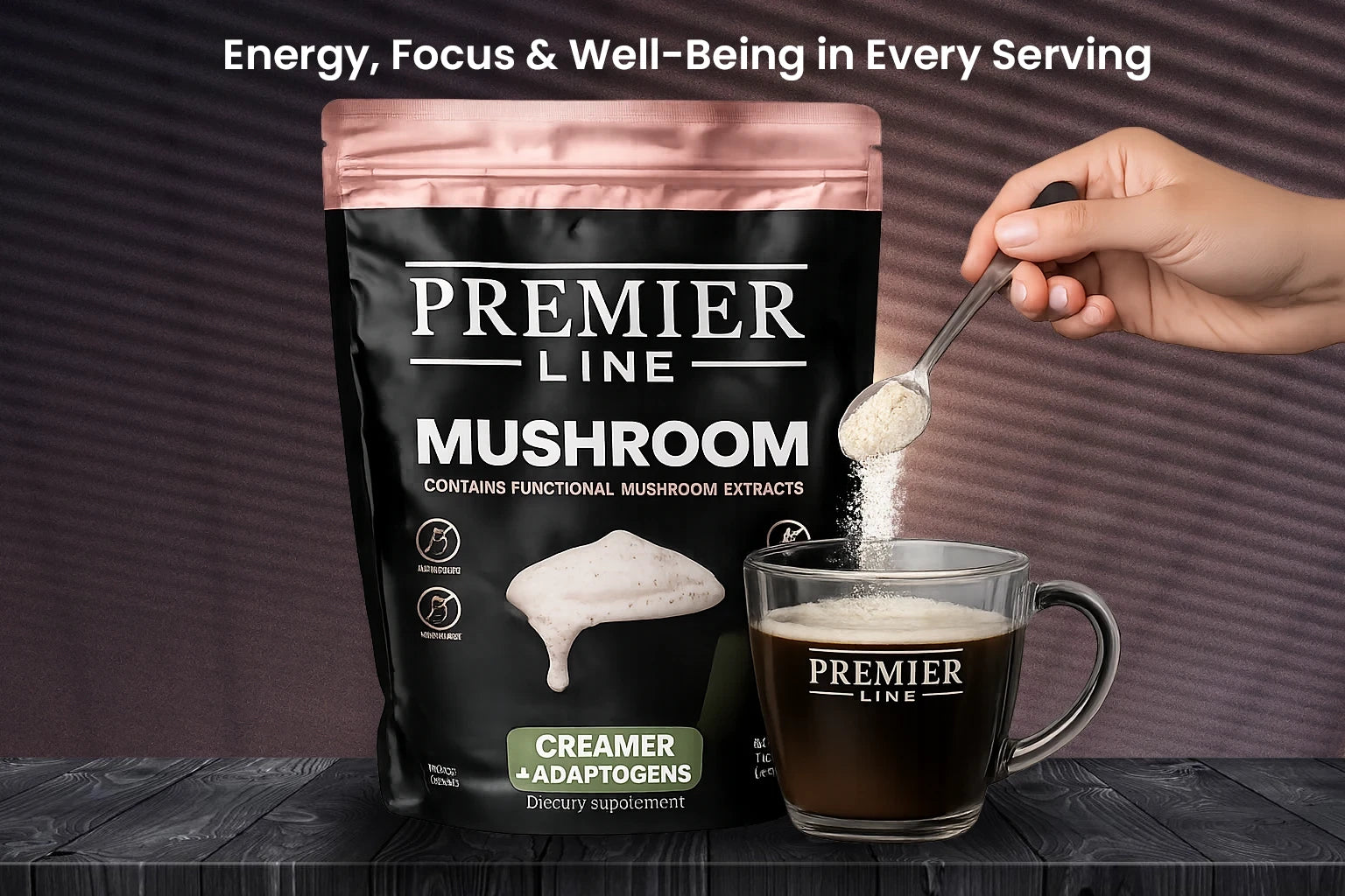 Mushroom Creamer functional coffee creamer with adaptogens by Premier Lineslider_item_G6MMmC