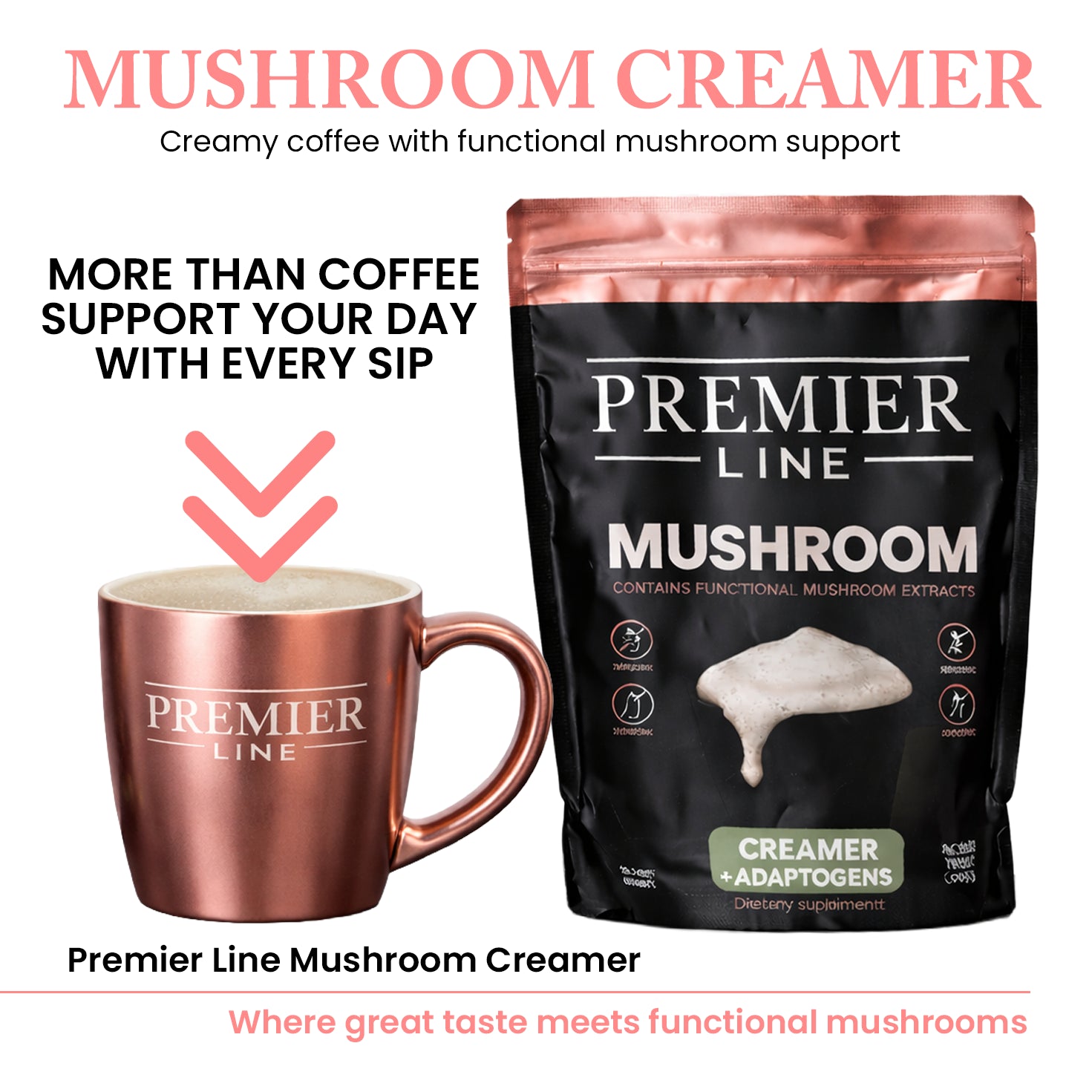 Mushroom coffee creamer with functional mushrooms for daily wellness
