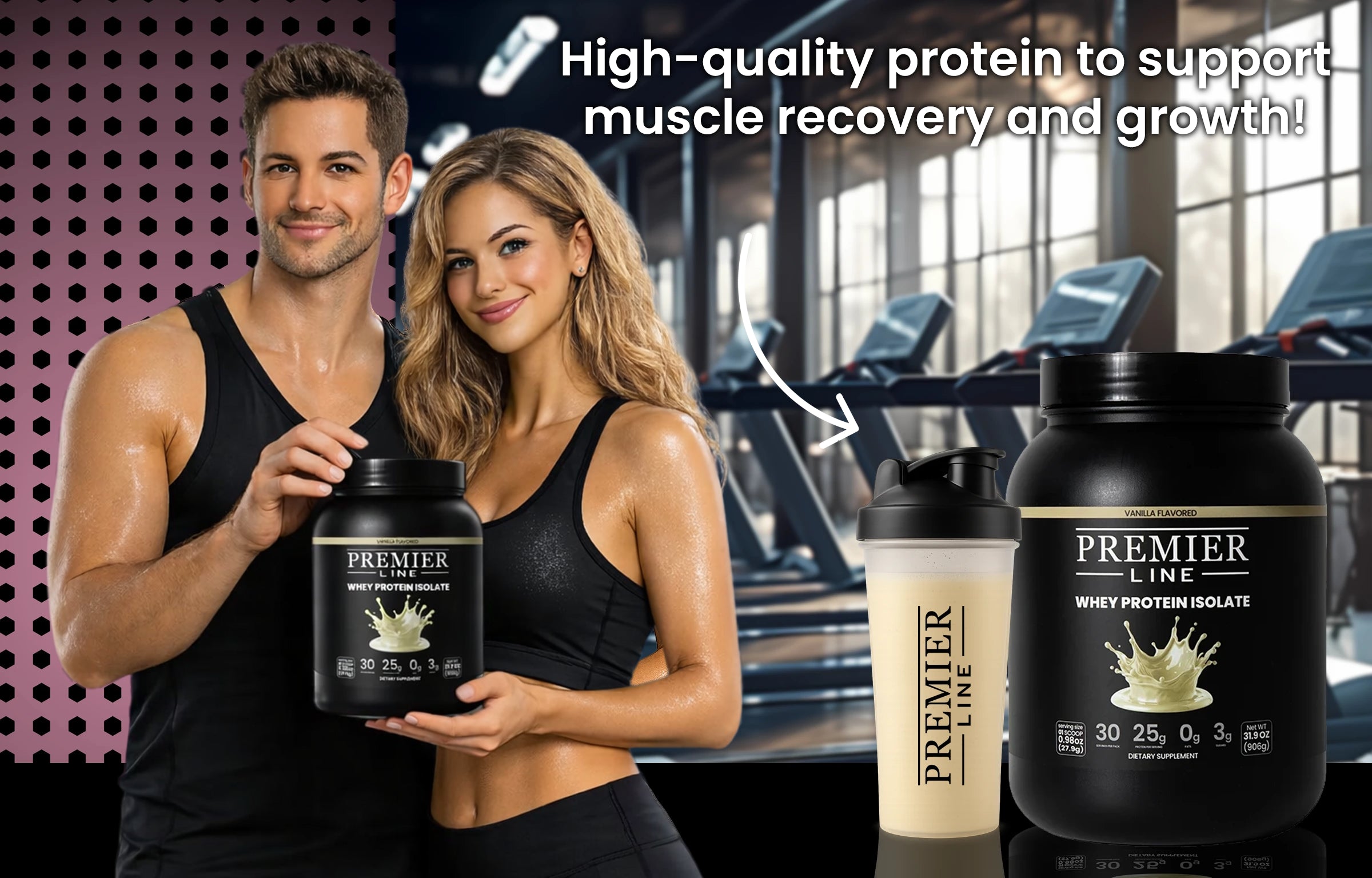 Whey protein supplement powder by Premier Line for muscle growth and recoveryslider_item_G6MMmC