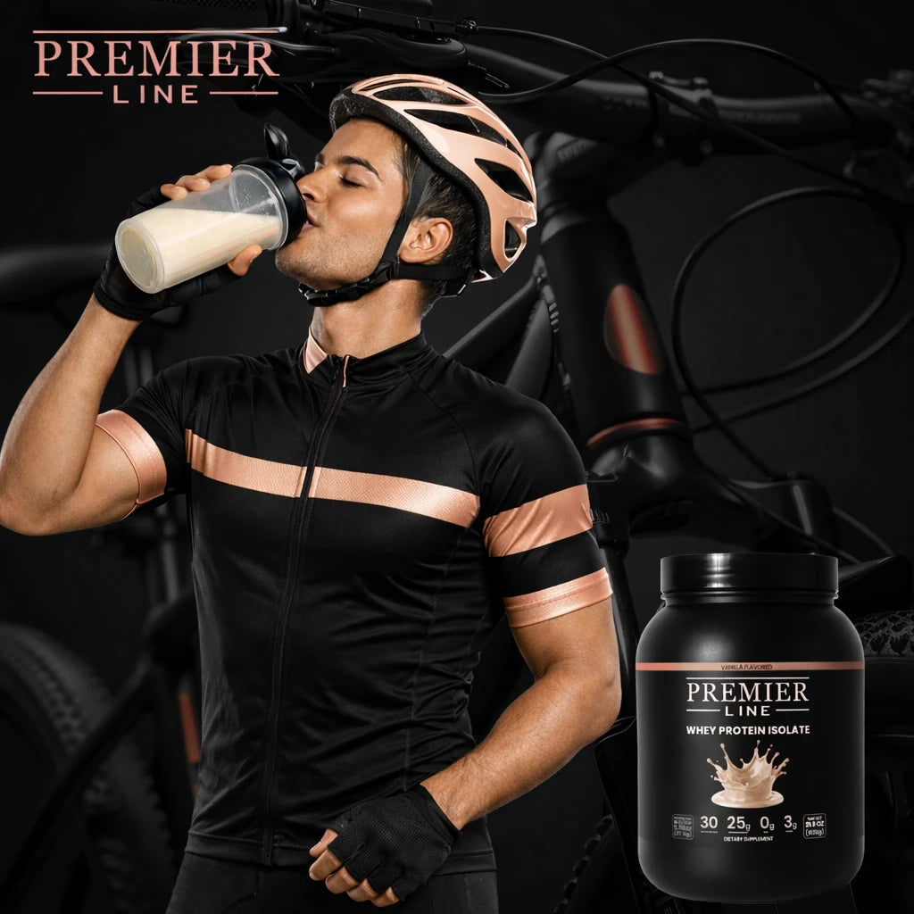 Whey protein shake prepared in a glass for post workout muscle recovery and nutrition