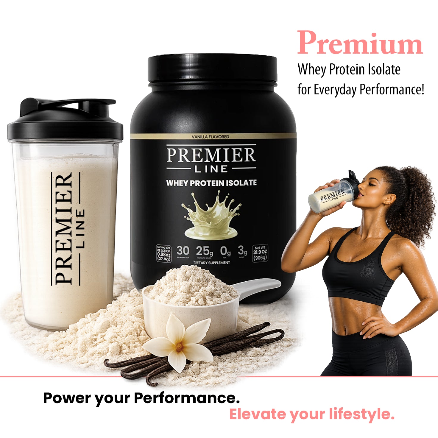 Whey protein isolate shake as part of a workout nutrition routine